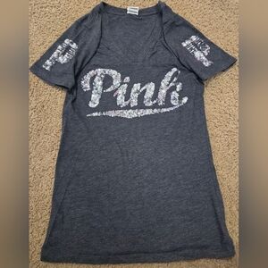 PINK Victoria's Secret Bling Vintage Sequin Spellout Tee